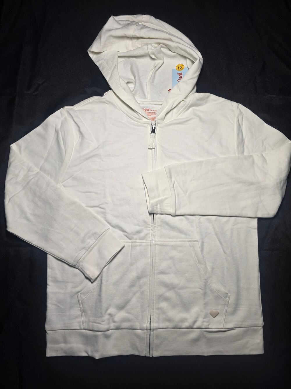 Cat & Jack White Zip Up Hoodie Full Zip Kangaroo Pocket Youth